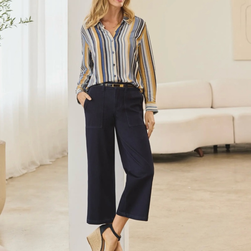 Liverpool Blue Cropped Ankle Pants